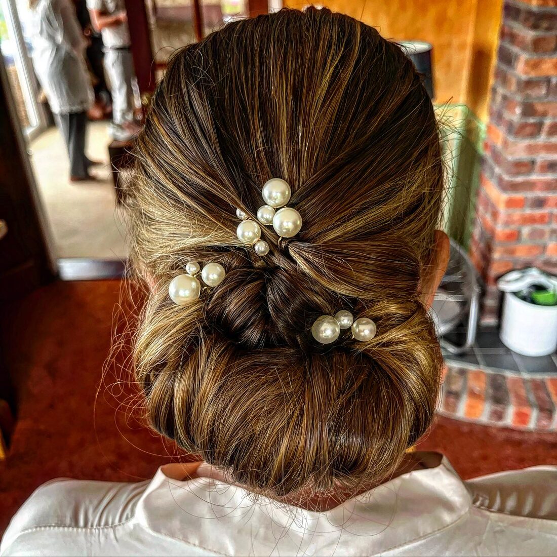 Bridal up-do with pearl pins